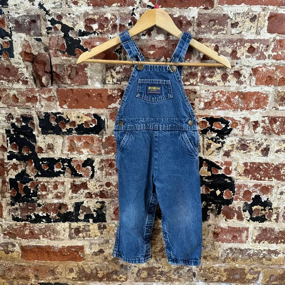 Vintage Oshkosh Jean Denim Toddler Overalls Boys 3T